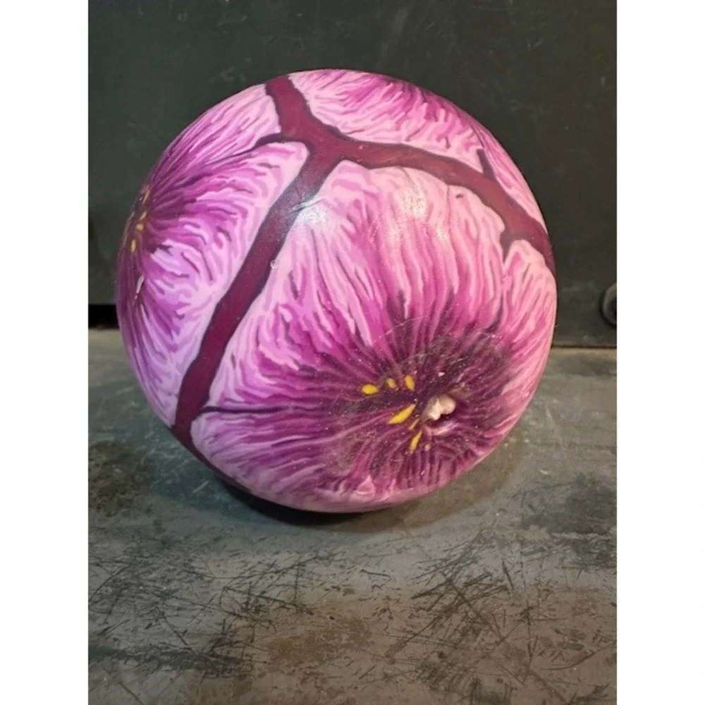 Purple Floral Sphere Candle Hand Poured Decorative Round Wax Orb‎ 4 Inch NEW